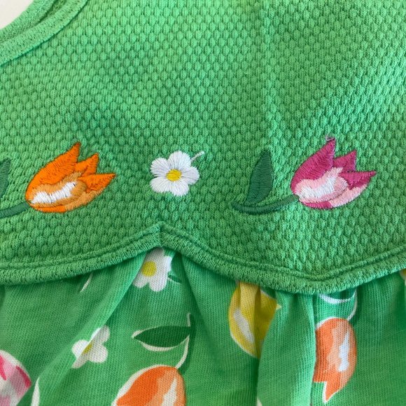 Basic Editions Green Sleeveless Romper Embroidered Flowers Size 3T - Picture 4 of 13